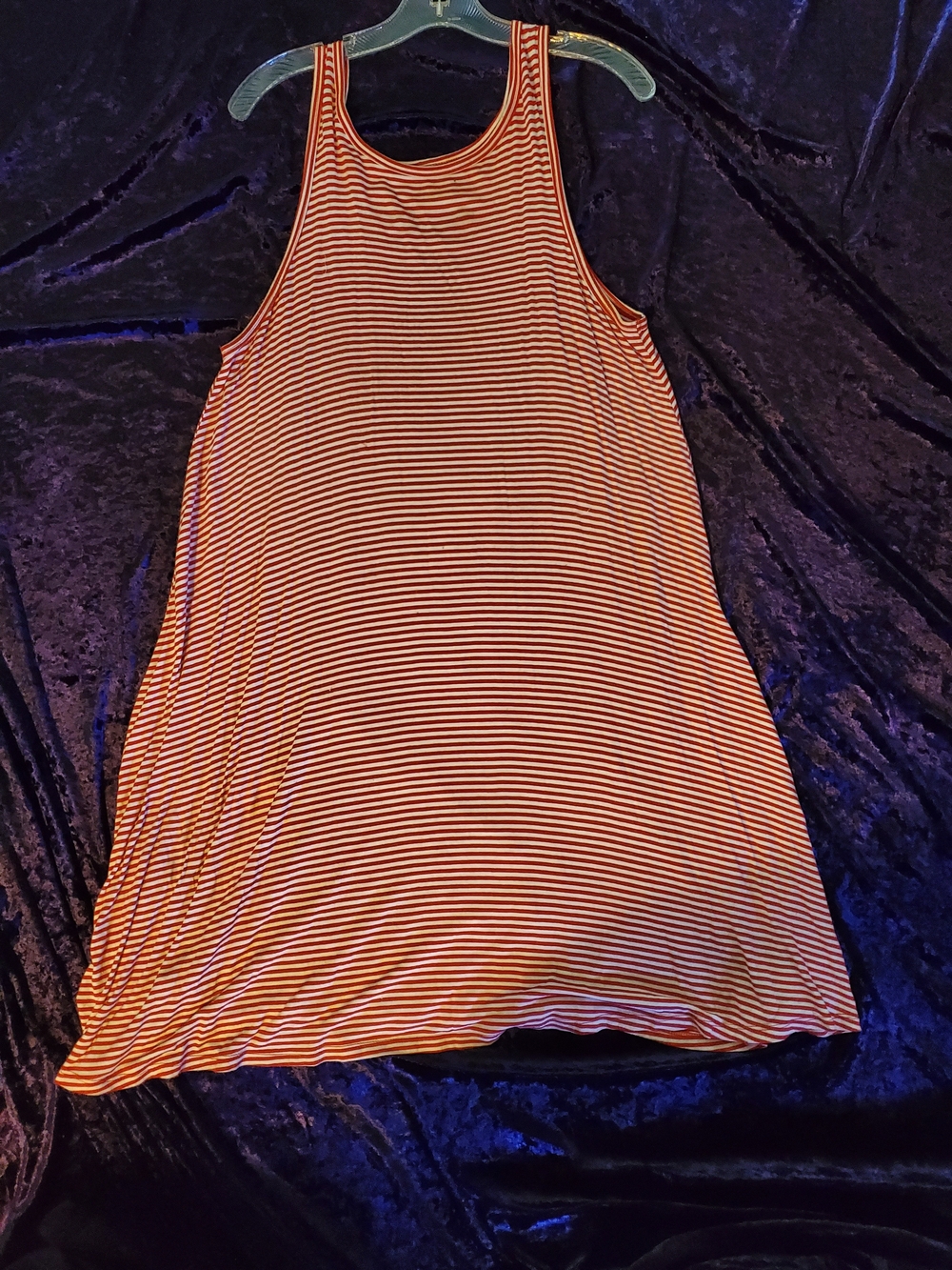 Faded Glory Orange & White Striped Sleeveless Mini Dress